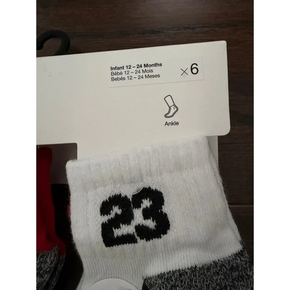 Jordan Infant Ankle Socks 6 Pack Red White Black 12-24 Months NJ0459-R78